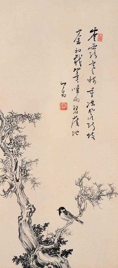 溥心畬 寒林山禽图 立轴